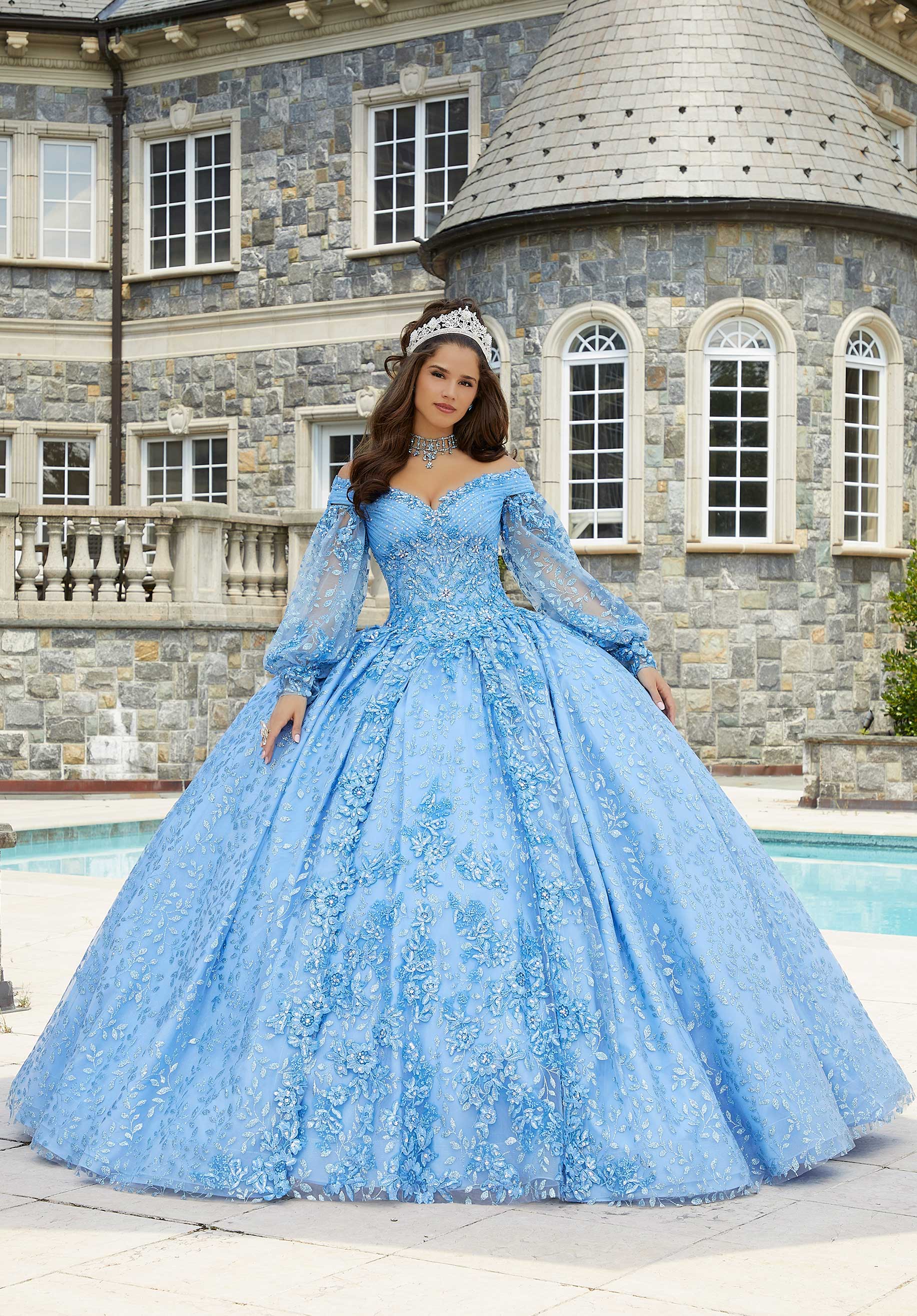 light blue quinceanera dress